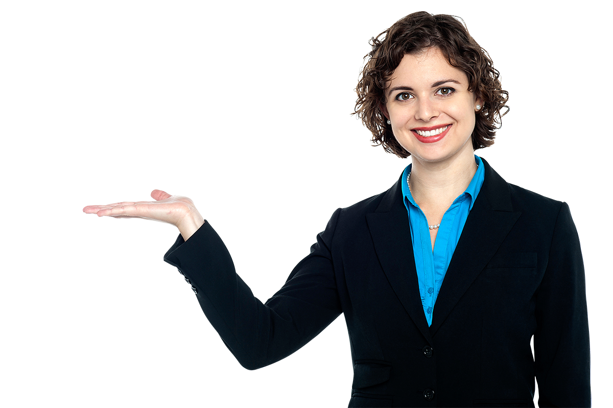 Recruiter pointing toward hiring message